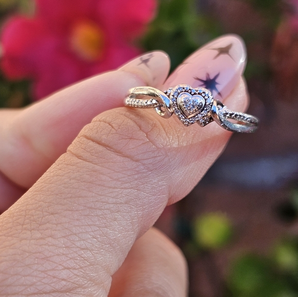 Heart Diamond Thin Ring 925 - Picture 2 of 6